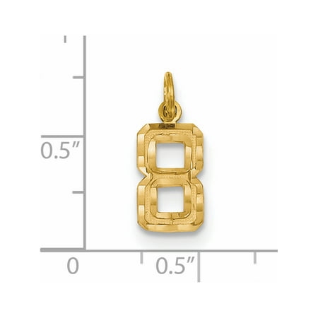 Beautiful Yellow gold 14K 14ky Casted Small Diamond Cut Number 2 Charm 